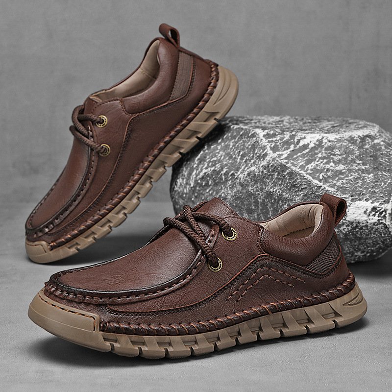 Men's leather shoes lace-up genuine leather shoes Fashion men's shoes Handmade casual shoes Men's leather shoes