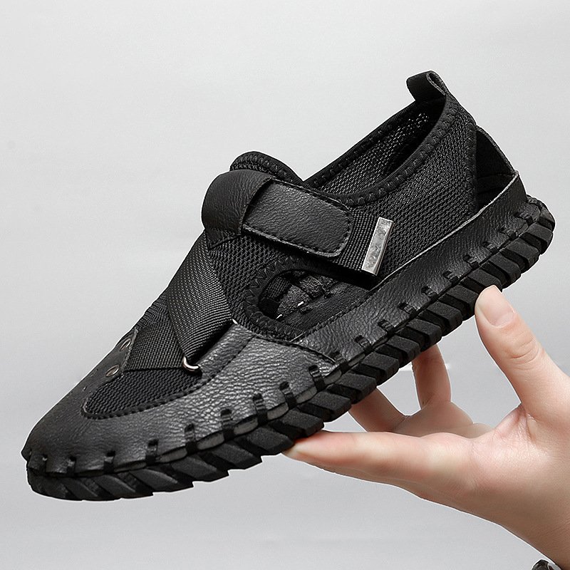 Men's sandals beach shoes breathable sandals retro hand-sewn bag-toe casual handmade leather sandals