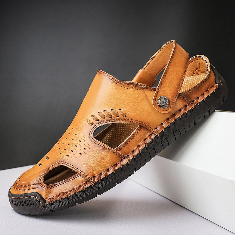 Men's Sandals Men's Genuine Leather Men's Shoes Beach Sandals Handmade Men's Outdoor Sandals