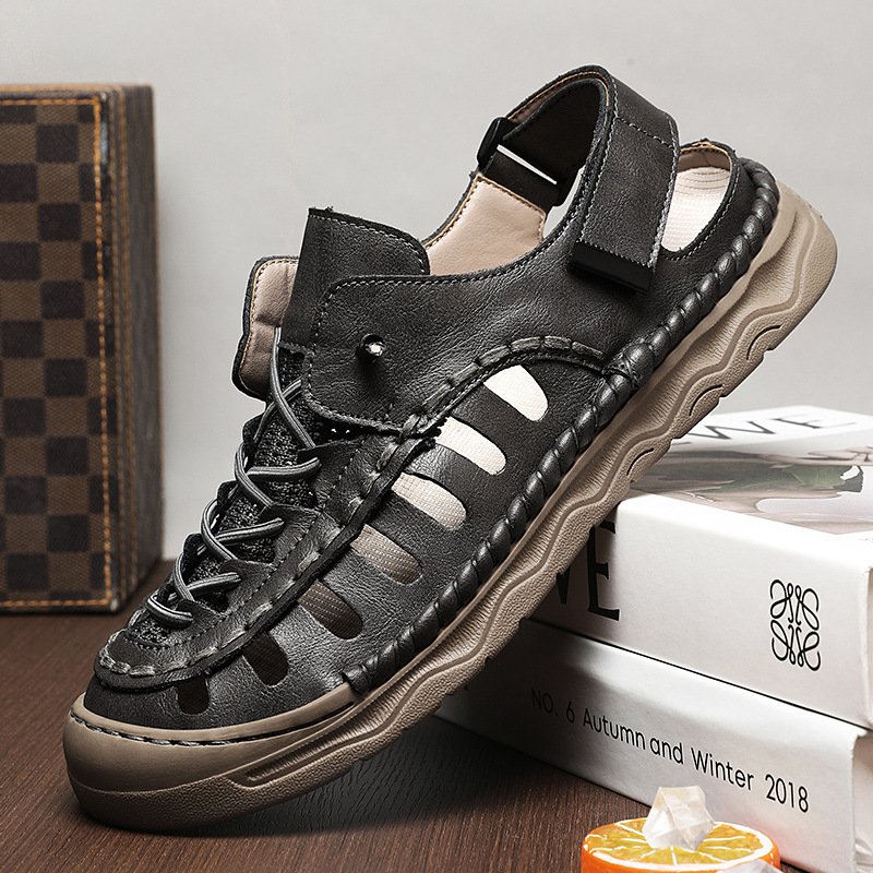 Retro men's sandals sandals genuine leather sandals classic beach men's sandals