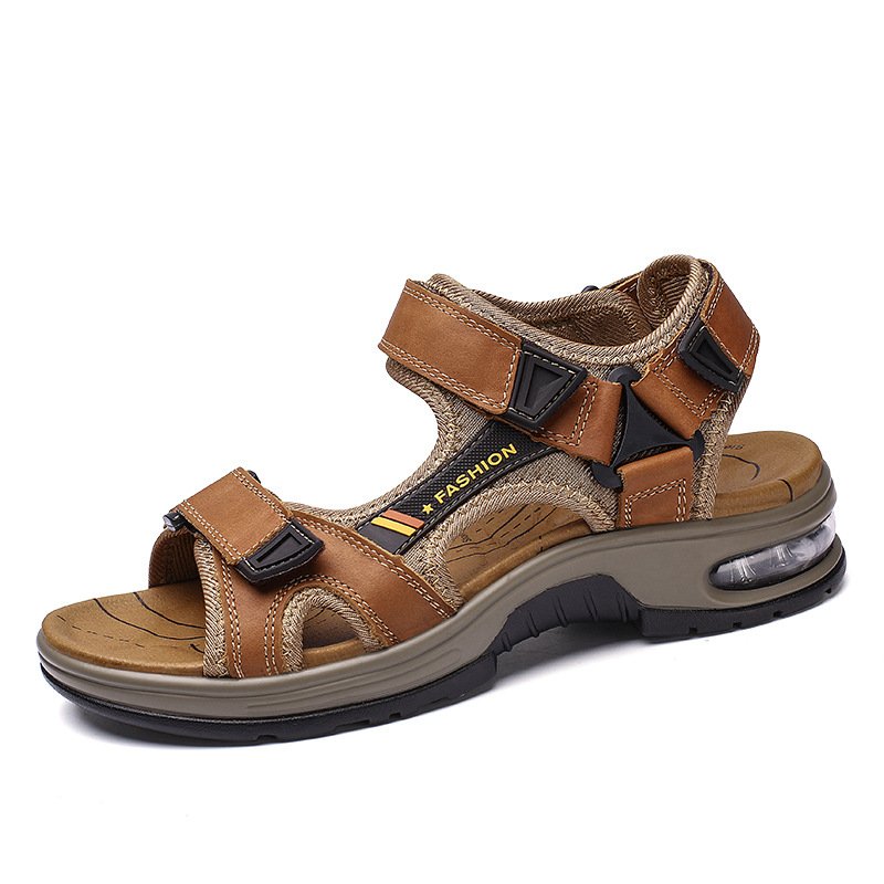 Men's Sandals Genuine Leather Casual Beach Sandals Retro Air Cushion Sandals Men's Outdoor Sandals