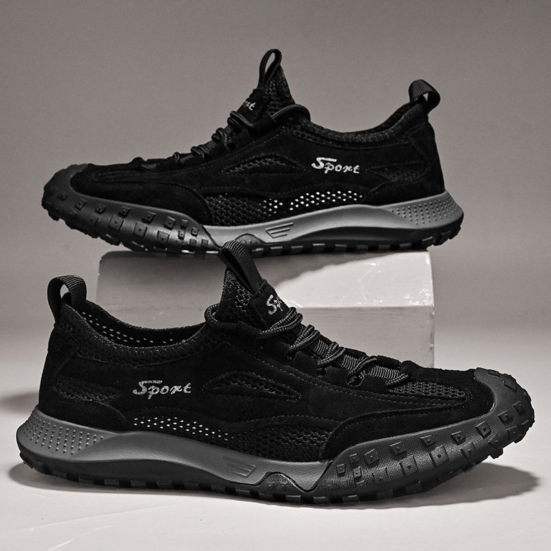 Outdoor men's shoes casual leather shoes suede leather shoes casual shoes mesh breathable driver men's shoes