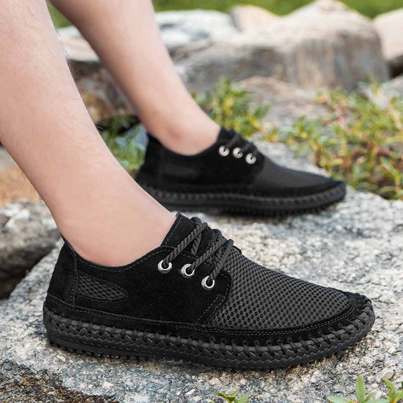 Spring and Autumn Men's Mesh Shoes Style Men's Shoes Outdoor Casual Shoes Handmade Breathable Mesh Shoes