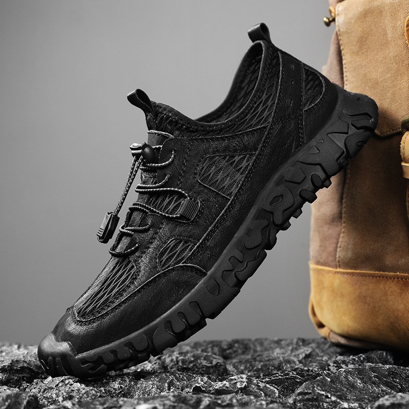 Casual shoes breathable casual men's shoes quality fashionable trendy shoes mesh lace-up men's shoes breathable