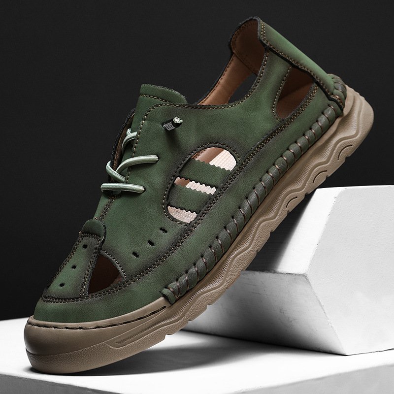 Handmade men's sandals genuine leather sandals classic beach shoes men's sandals