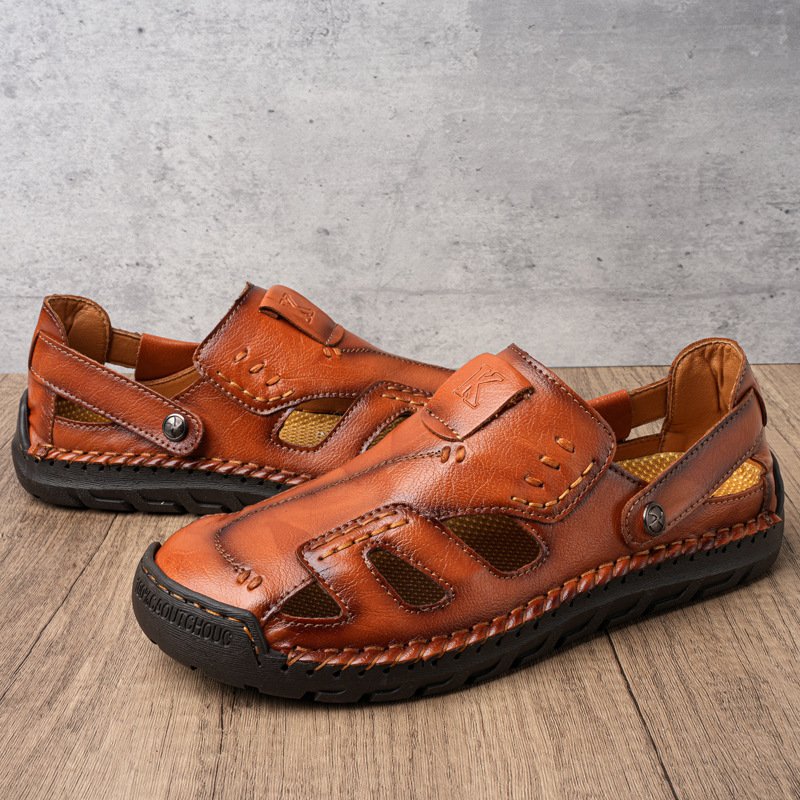 Breathable men's sandals casual leather sandals beach men's outdoor sandals