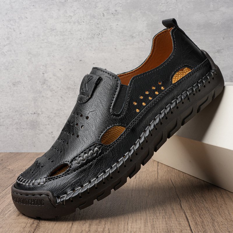 Breathable handmade men's sandals casual leather sandals men's outdoor sandals