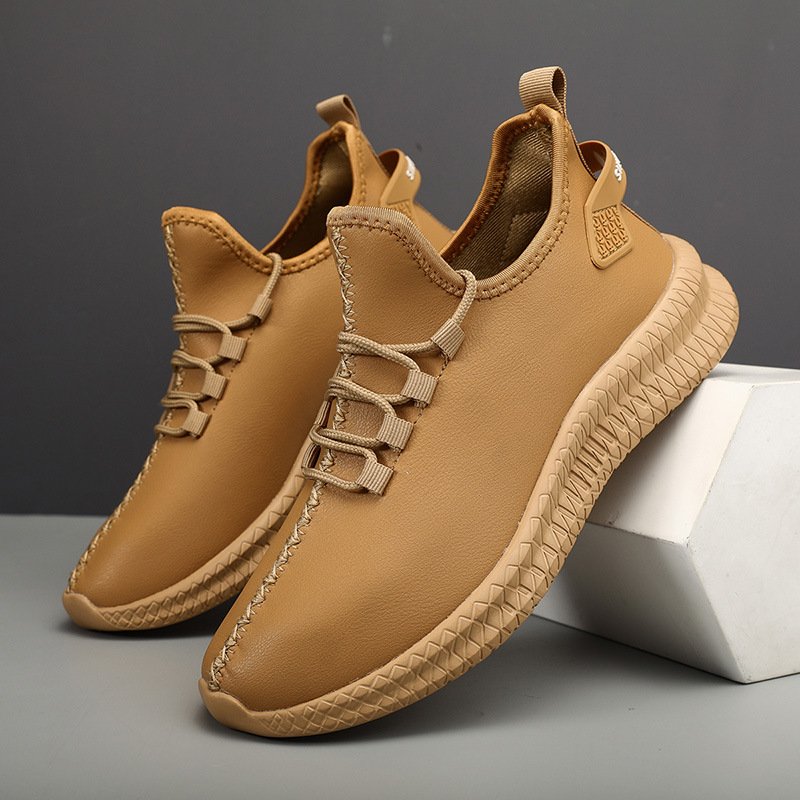 Men's shoes, leather sports shoes, lightweight men's shoes, soft jogging, men's trendy running sports shoes