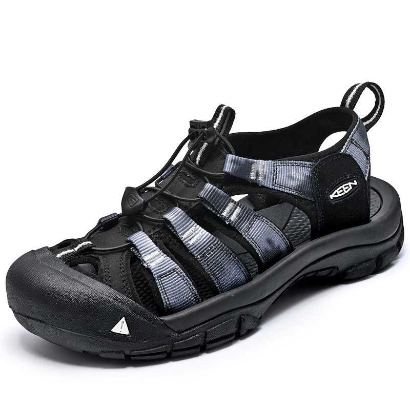 Men and women sandals, bag-toe couples, outdoor casual sandals, breathable leather beach sandals, men and women sandals
