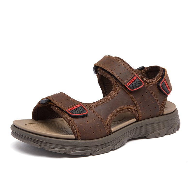 Men's sandals Lightweight Men's genuine leather beach sandals Retro Men's outdoor men's genuine leather sandals