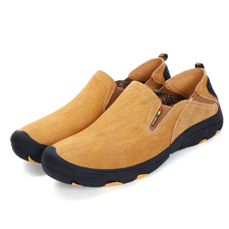 Outdoor men's shoes casual leather shoes suede leather casual shoes breathable driving men's leather shoes