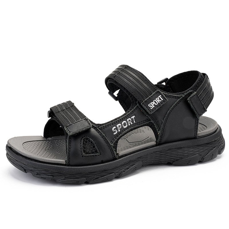 Men's sandals men's genuine leather beach sandals retro summer hollow head layer cowhide beach sandals casual sandals