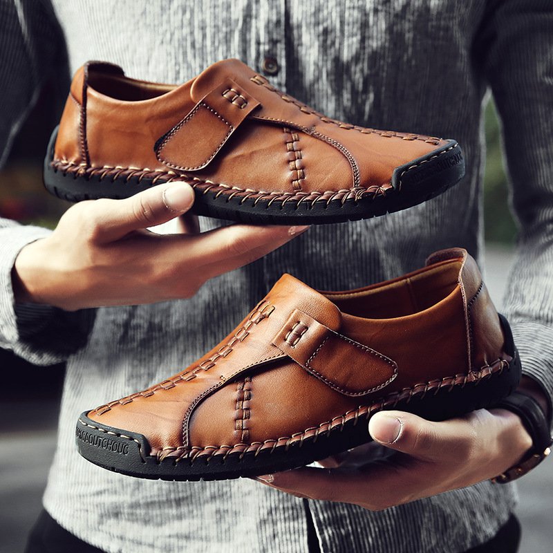 Men's leather shoes Fashion men's shoes Casual leather shoes Handmade shoes Casual bean doodle leather shoes Men's leather shoes