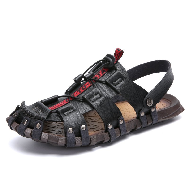 Men's Sandals Breathable Sandals Retro Men's Leather Sandals Outdoor Men's Beach Sandals