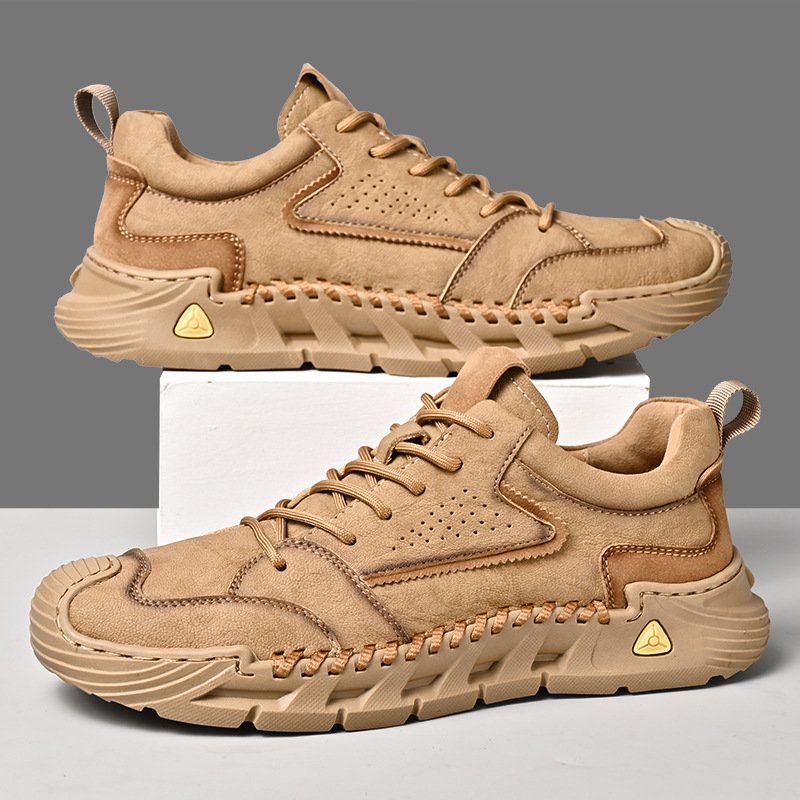 Men's casual shoes genuine leather suede men's shoes genuine leather hand-crafted hiking casual men's shoes work clothes casual shoes