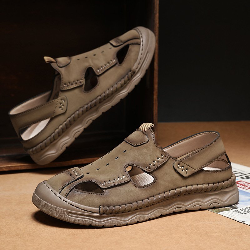 Handmade men's sandals casual leather sandals beach shoes men's sandals