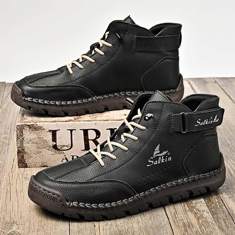 Men's high-top casual shoes outdoor men's leather shoes casual high-top shoes handmade shoes men's leather shoes