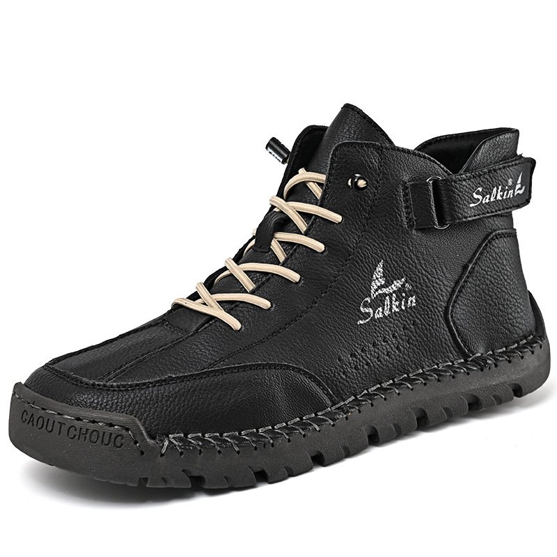 Men's casual leather shoes Men's retro high top men's casual shoes Outdoor shoes
