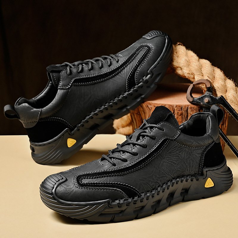 Men's casual shoes genuine leather suede men's shoes genuine leather hand-made hiking driving dad shoes men's casual shoes